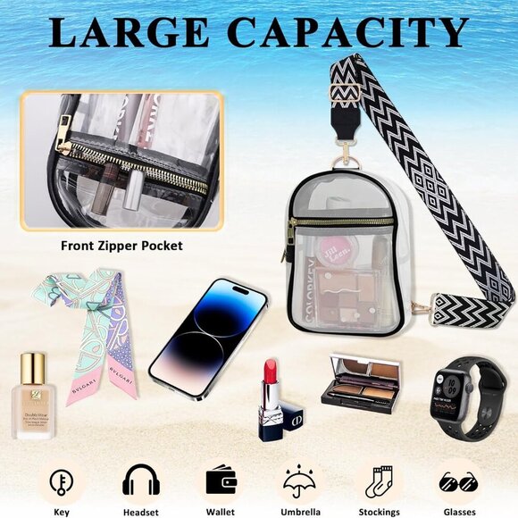 Stylish Clear Stadium Bag for Concerts & Events - Adjustable Straps Included - Picture 4 of 7